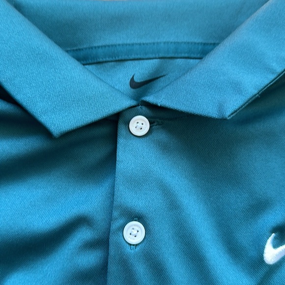 NIKE Dri-Fit Golf Polo Teal L Large Men’s Shirt - Picture 3 of 5